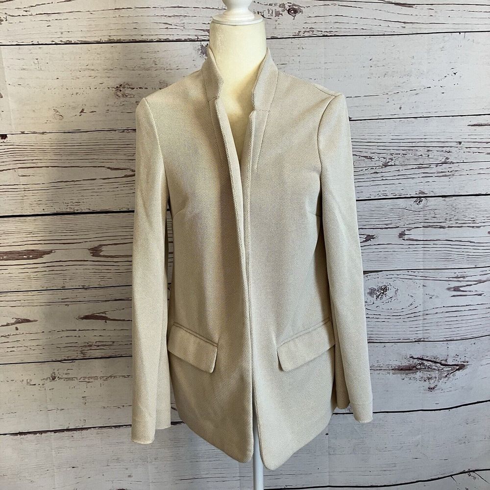 Topshop Blazer Womens Sz 6 Tan Chuck Open Front Lightweight Office